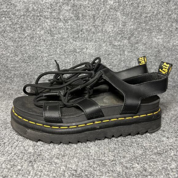 Dr. Martens Nartilla Sandals Womens Size 7 Black Platform Gladiator Lace Up - Picture 3 of 9